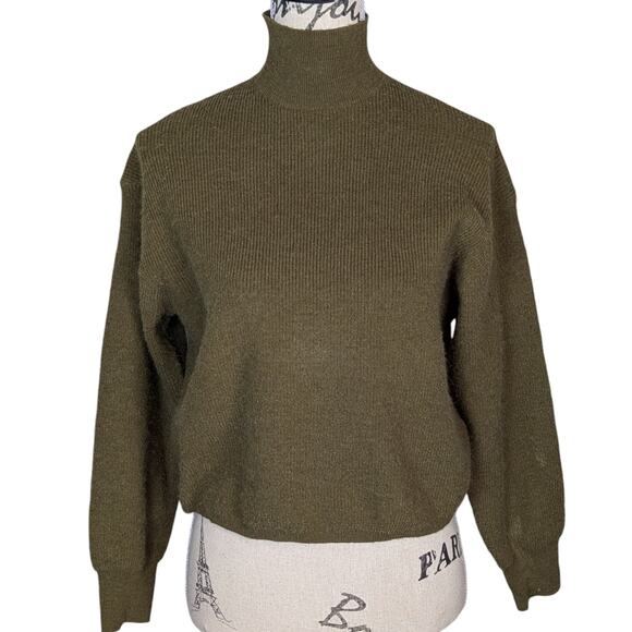 Oak + Fort Mock Neck Long Sleeve Knit Sweater Green Size XS - Picture 1 of 12